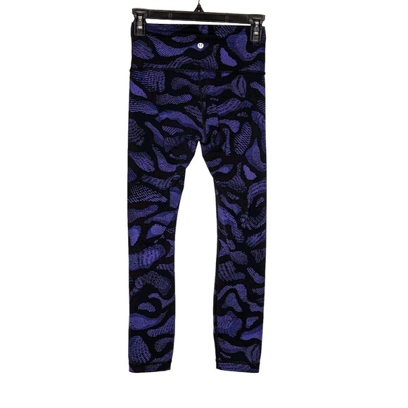 Lululemon Wunder Under III Womens 4 Pant Warp Super Purple Print Leggings - Picture 2 of 6
